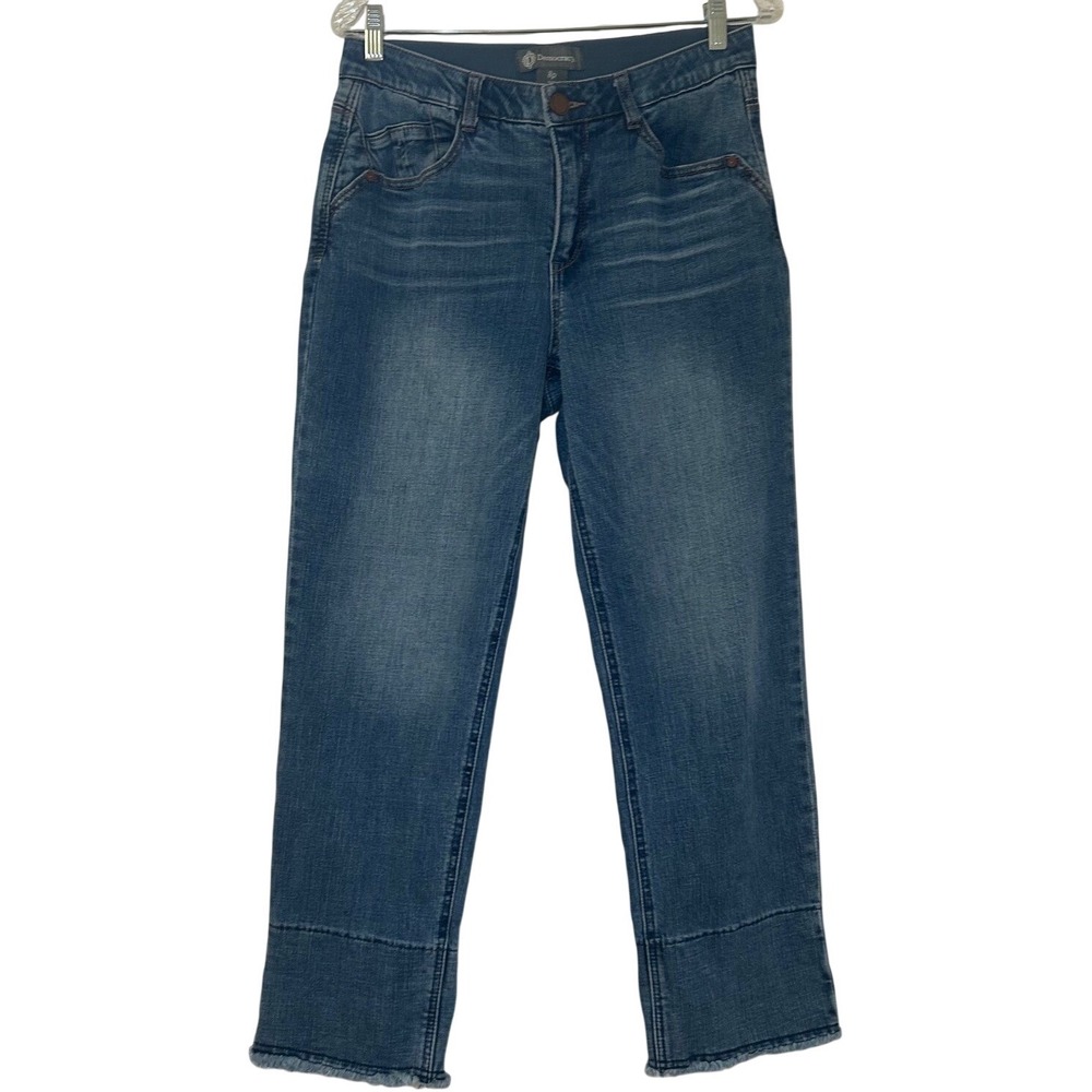 Democracy Ab Solution Straight Leg Frayed Hem Blue Jeans Womens 8P boho casual